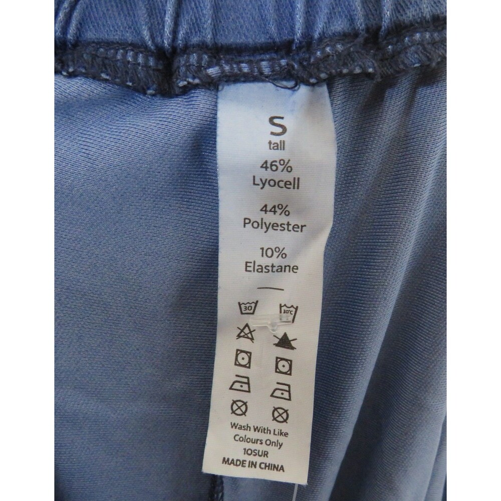 Halara Blue Twill Pleated High Waist Wide Leg Ankle Slit Pants Size Small TALL - Picture 4 of 11